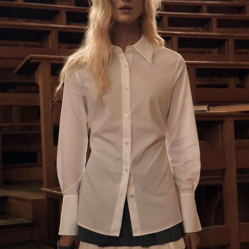 SOLD Classic White Button-Up Shirt, Size S